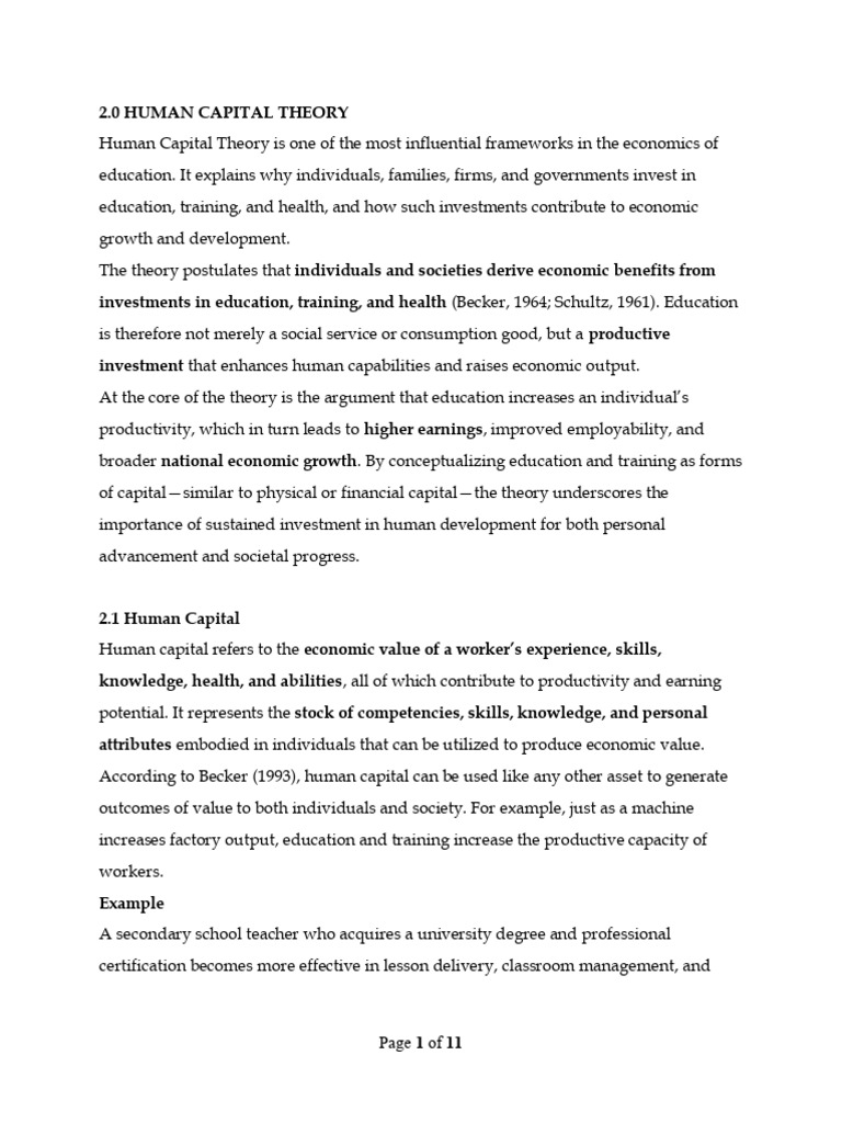 Epm 412 Lesson 2 J 2025 - Human Capital Theory | PDF | Human Capital ...