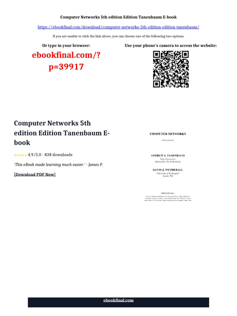Computer Networks 5th edition Edition Tanenbaum ebook chapter ready ...