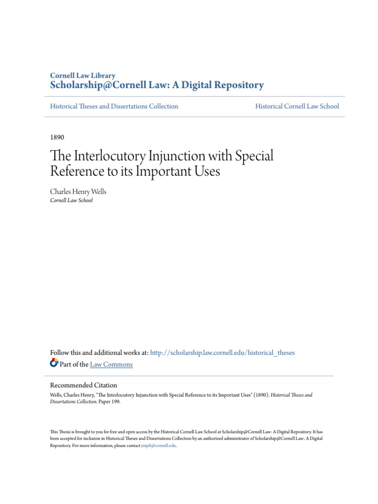 The Interlocutory Injunction With Special Reference To Its Import | PDF ...