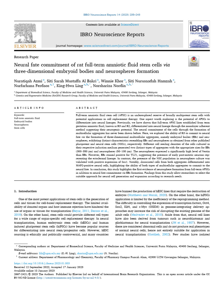 Neural fate commitment of rat full-term amniotic fluid stem cells via ...