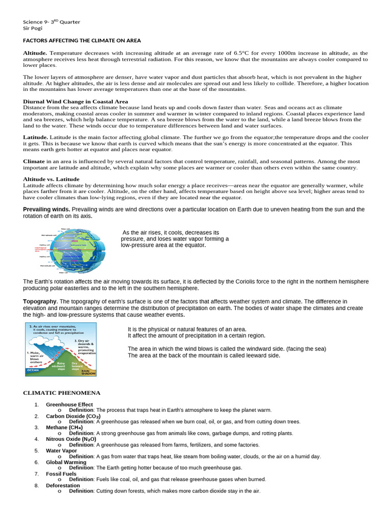 Notes 3rd Quarter Sci 9 | PDF | Climate Change | Atmosphere Of Earth