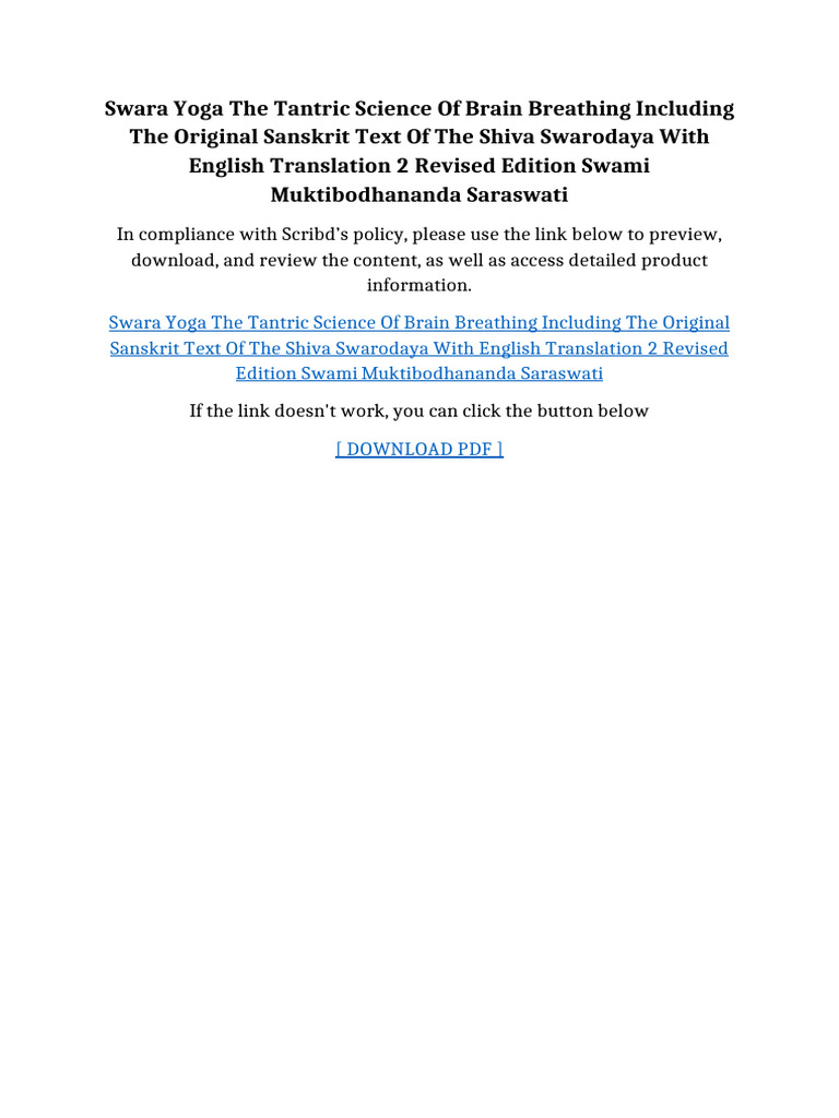 Swara yoga the tantric science of brain breathing including the ...