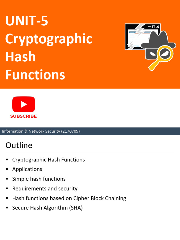 CNS Unit-5 - Cryptographic Hash Functions | PDF | Cryptography | Encryption