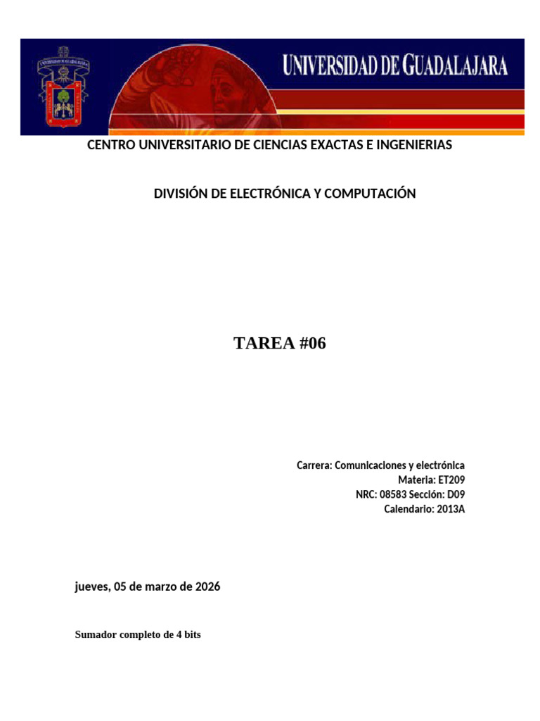 Tarea 06 | PDF | Electrónica digital
