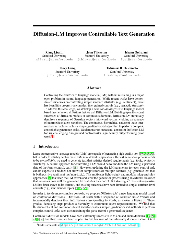 Diffusion Lm | PDF | Statistical Classification | Learning