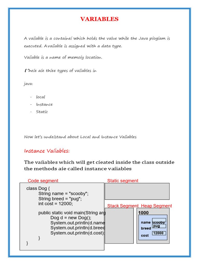 Variables | PDF | Method (Computer Programming) | Computer Science