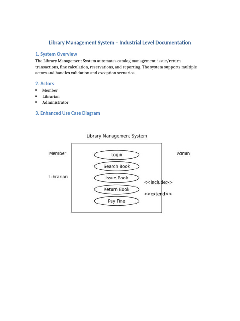 Library Management System Industrial Level Documentation | PDF