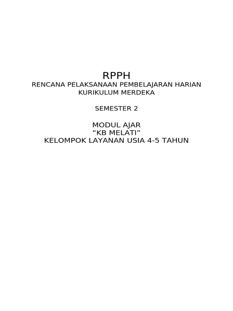 RPPH Minggu 6 Semester 2 (B) | PDF