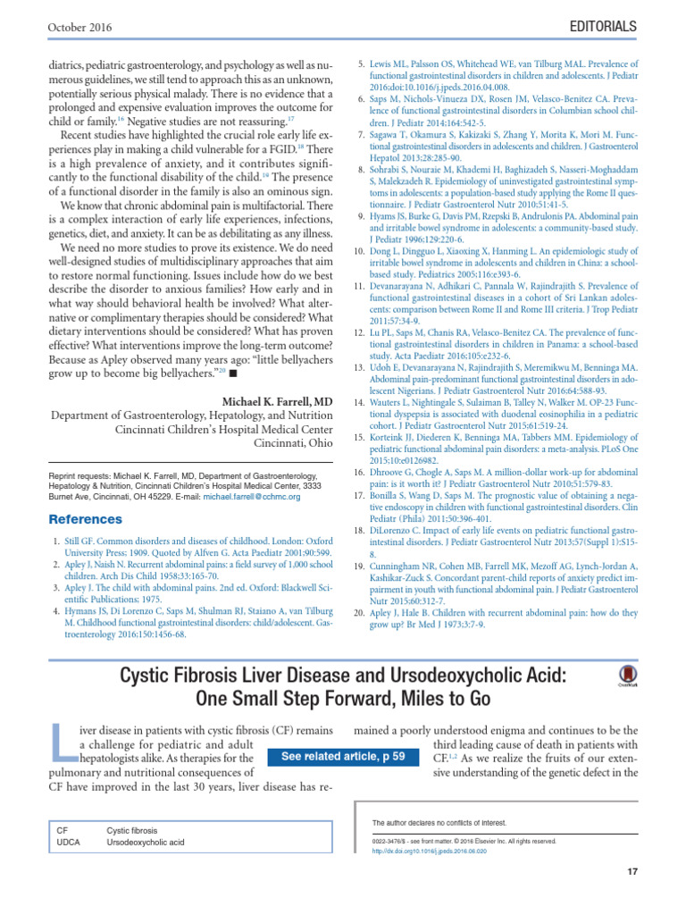 Cystic Fibrosis Liver Disease and Ursodeoxycholic | PDF | Medical ...