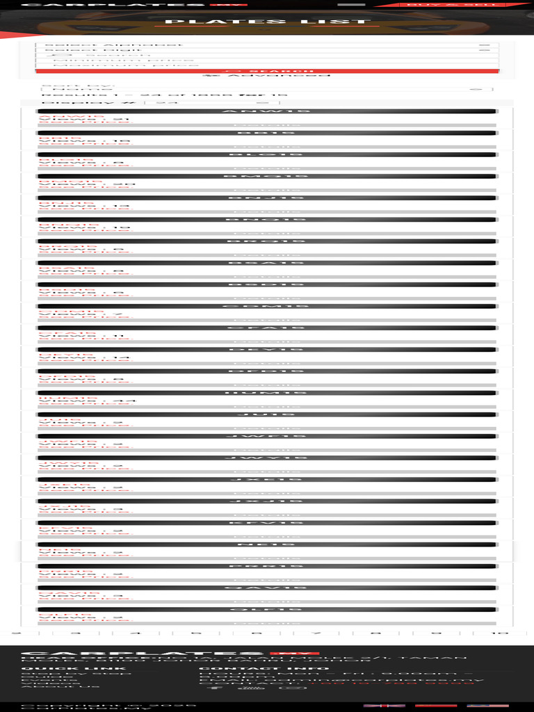 Plate List Carplates.my Get Your Dream Plate | PDF