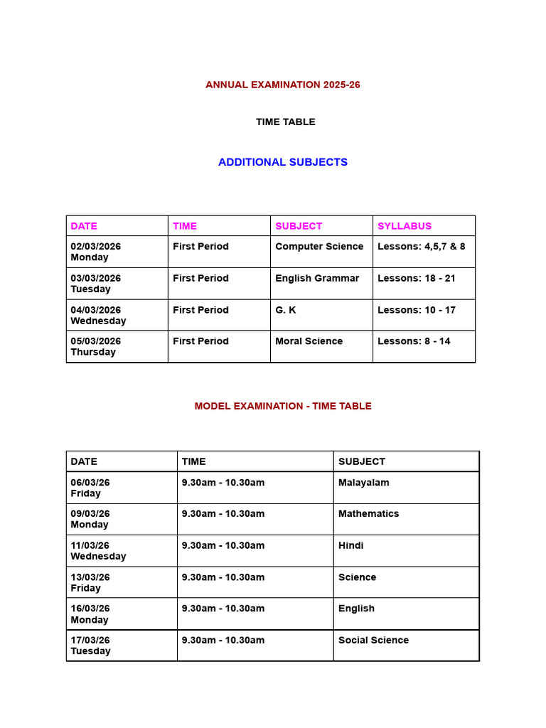 Time Table | PDF
