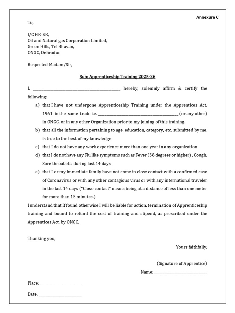 Annexure C - Self Declaration | PDF
