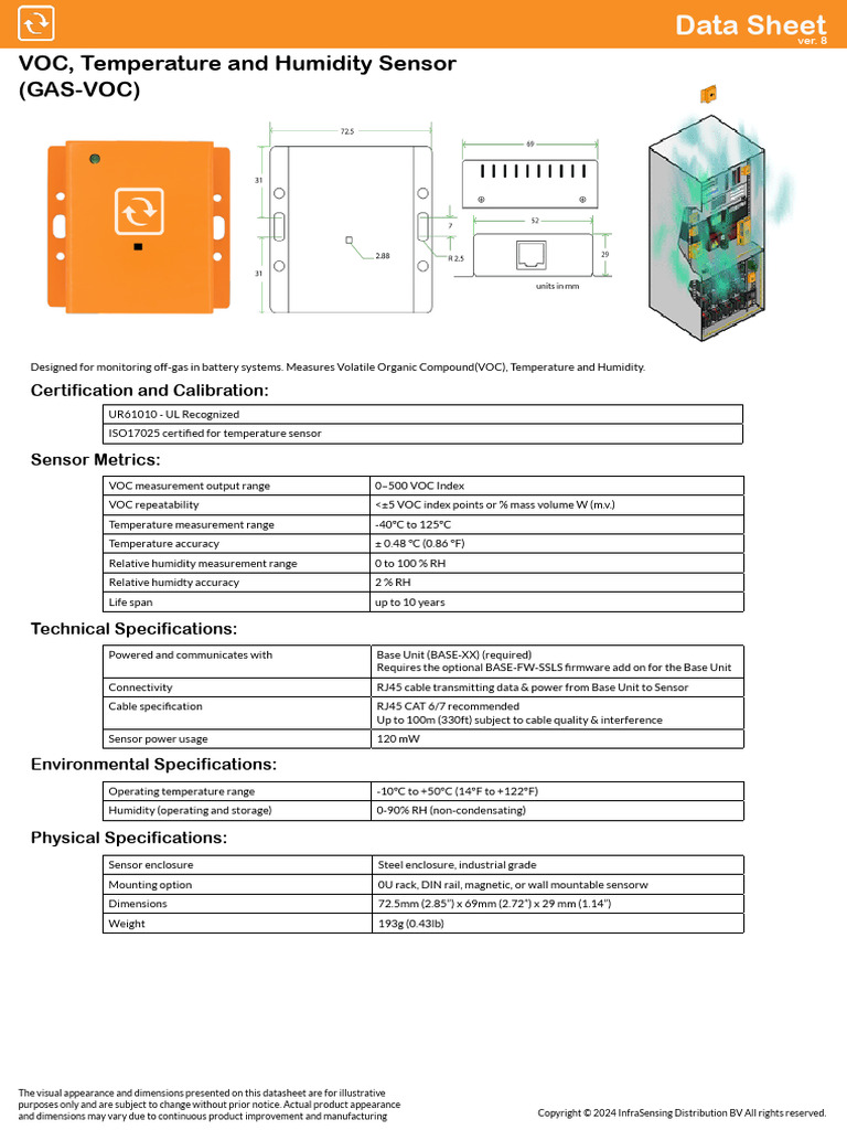 GAS-VOC DS InfraSensing v8 en | PDF | Volatile Organic Compound | Sensor