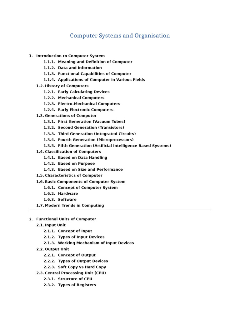 HPSC-FINAL - INDEX-Computer Systems and Organisation | PDF | Random ...