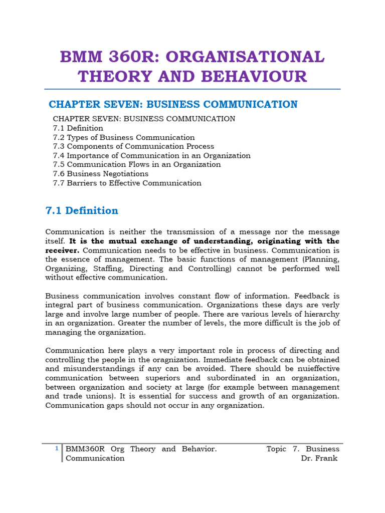 BBM360R Topic7 Business Communication | PDF | Communication | Nonverbal ...