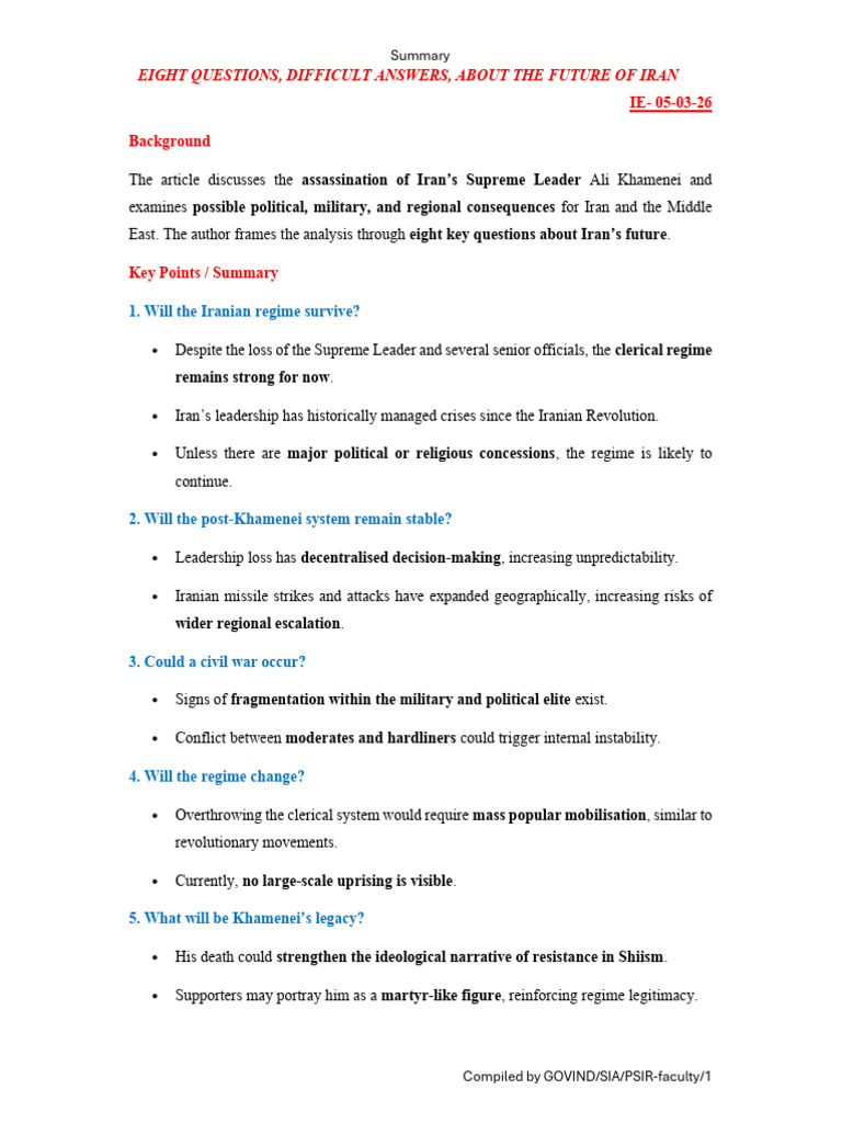 Summary Eight Questions, Difficult Answers, About the Future Of | PDF ...
