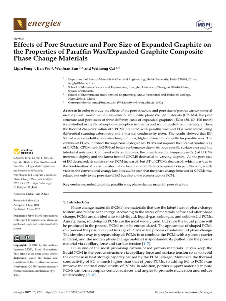 Effects of Pore Structure and Pore Size of Expanded Graphite On The ...