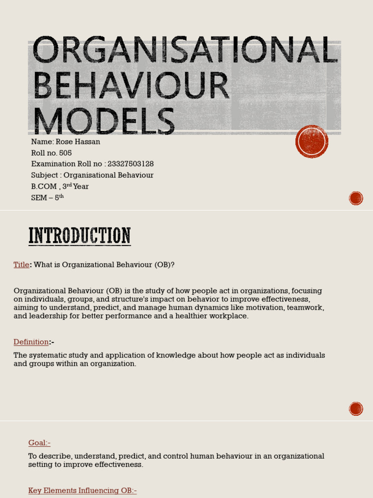 Organisational Behaviour Models | PDF | Organizational Behavior ...