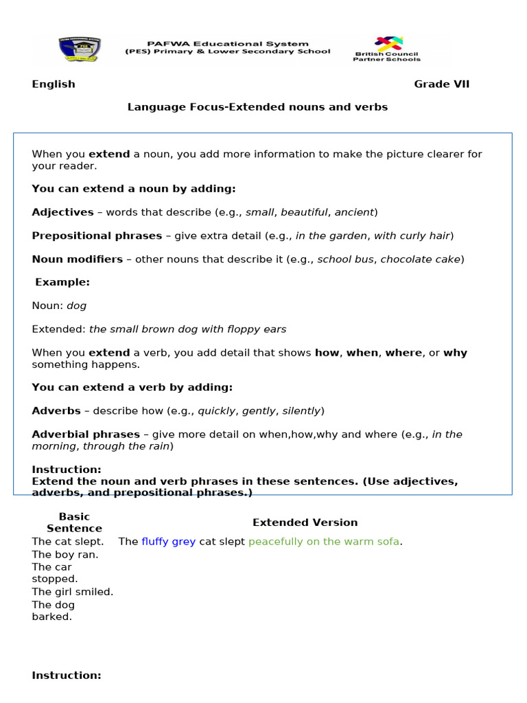 Extended Nouns Verbs | PDF | Adverb | Verb