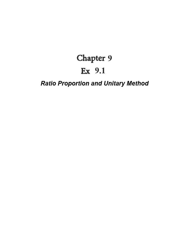 9. Ratio Proportion and Unitary Method | PDF