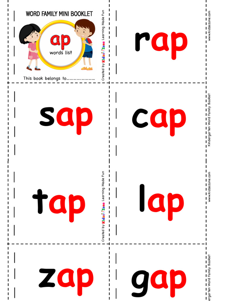 Kindergarten AP Word Family Word Booklet Worksheets | PDF