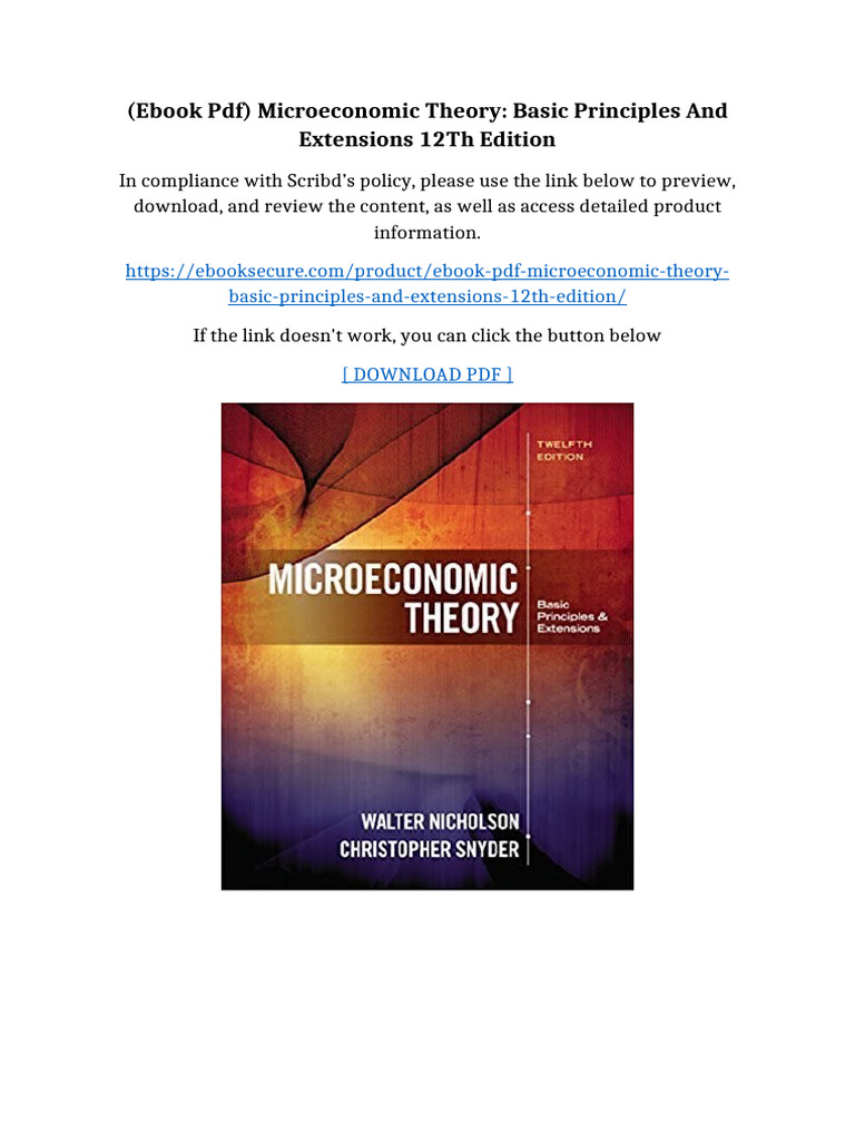 (eBook PDF) Microeconomic Theory: Basic Principles and Extensions 12th ...