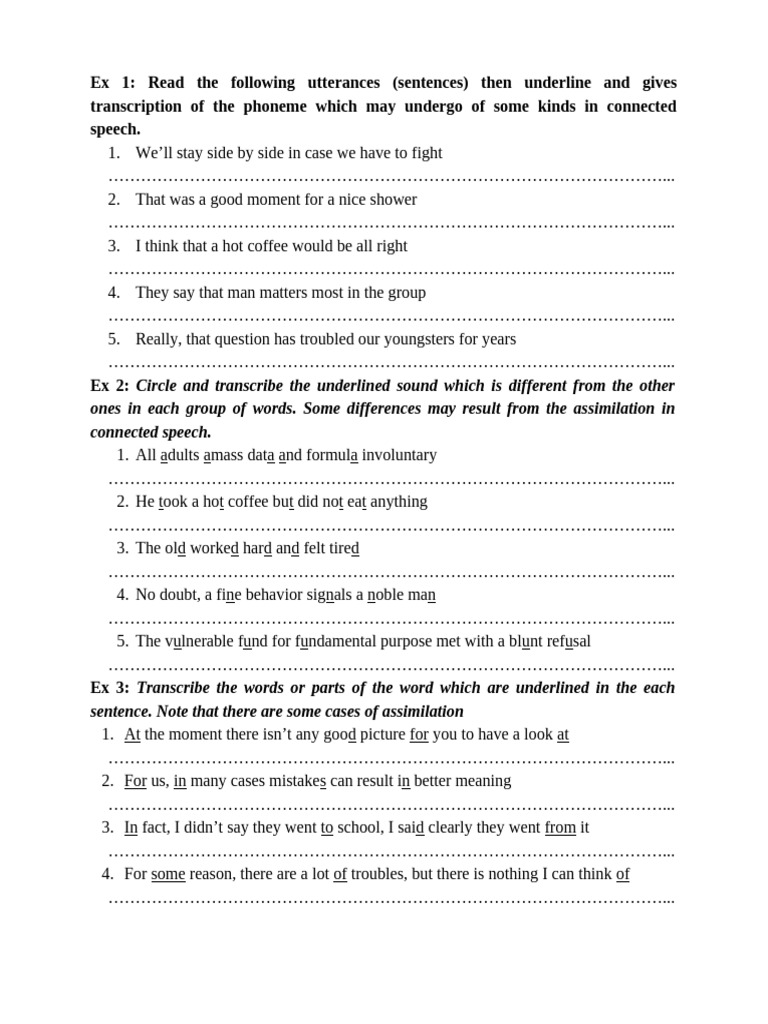 Exercises On Connected Speech | PDF | Linguistics