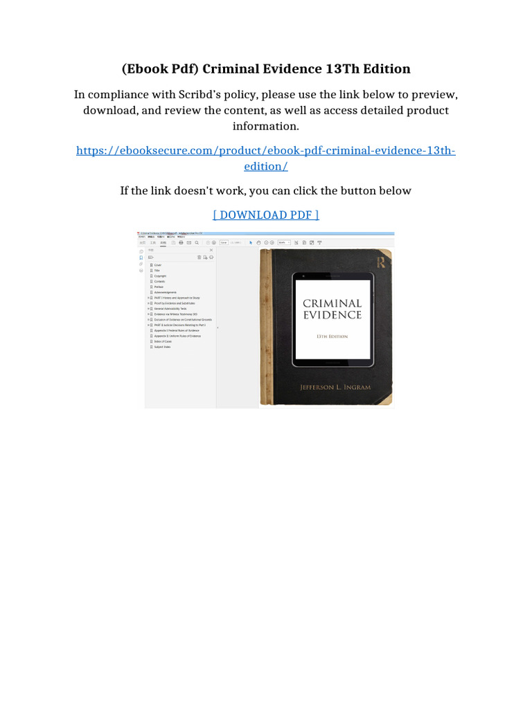 (eBook PDF) Criminal Evidence 13th Edition | PDF | Evidence (Law ...