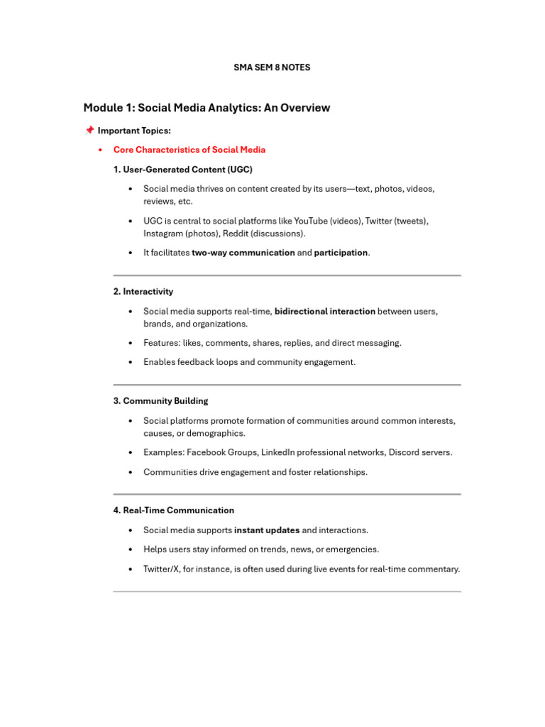 SMA SEM 8 NOTES Module 1-6 | PDF | Social Media | Popular Culture ...