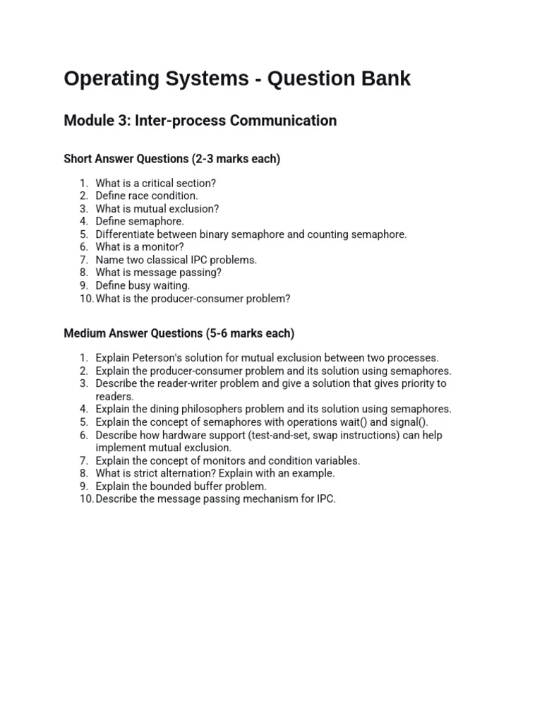 OS Module Three Question Bank | PDF