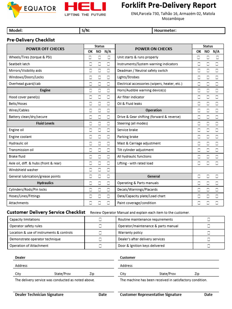 HELI Liftking Forklift PDI | PDF | Machines | Land Vehicles