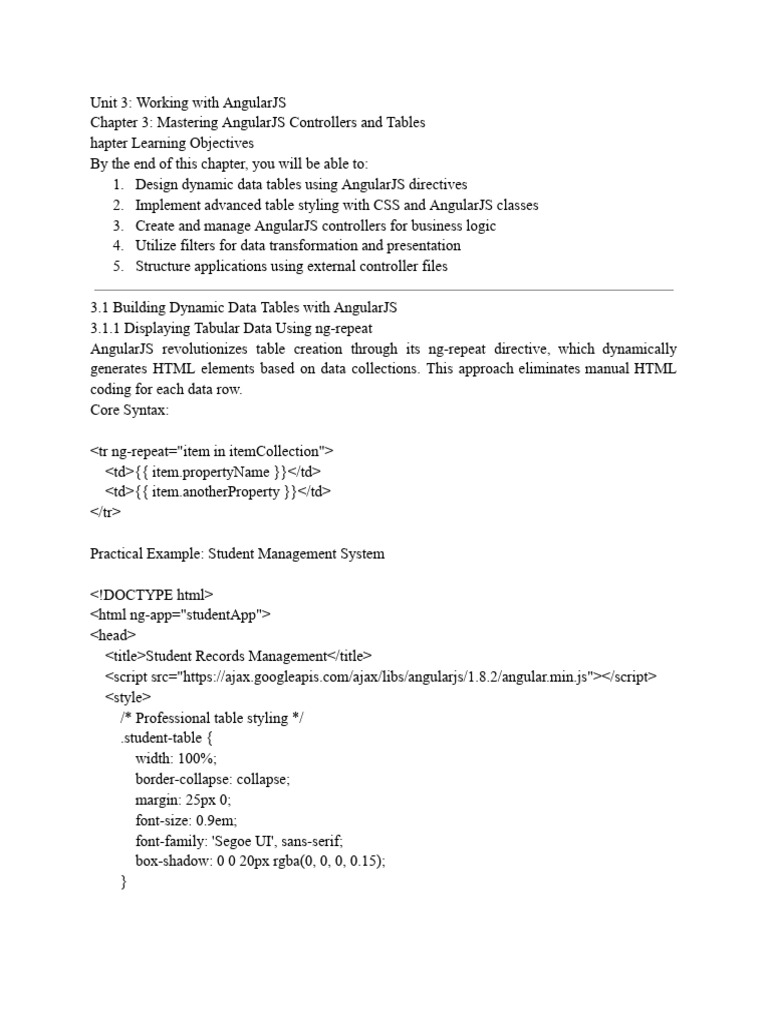 v3 Unit 3 - Working With AngularJS | PDF | Angular Js | Model–View ...