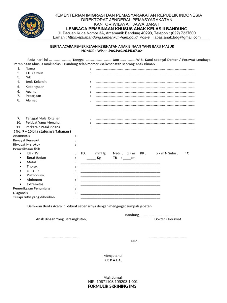 Form Bap Kesehatan | PDF