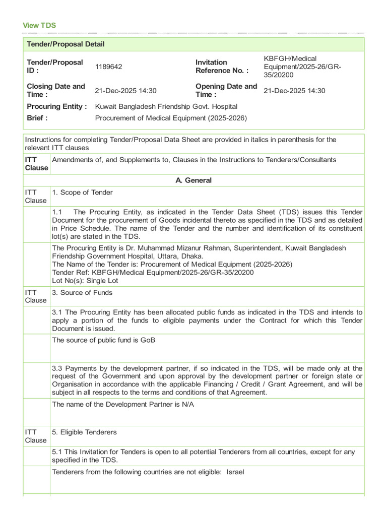 Section2 - Tender Data Sheet | PDF | Taxes