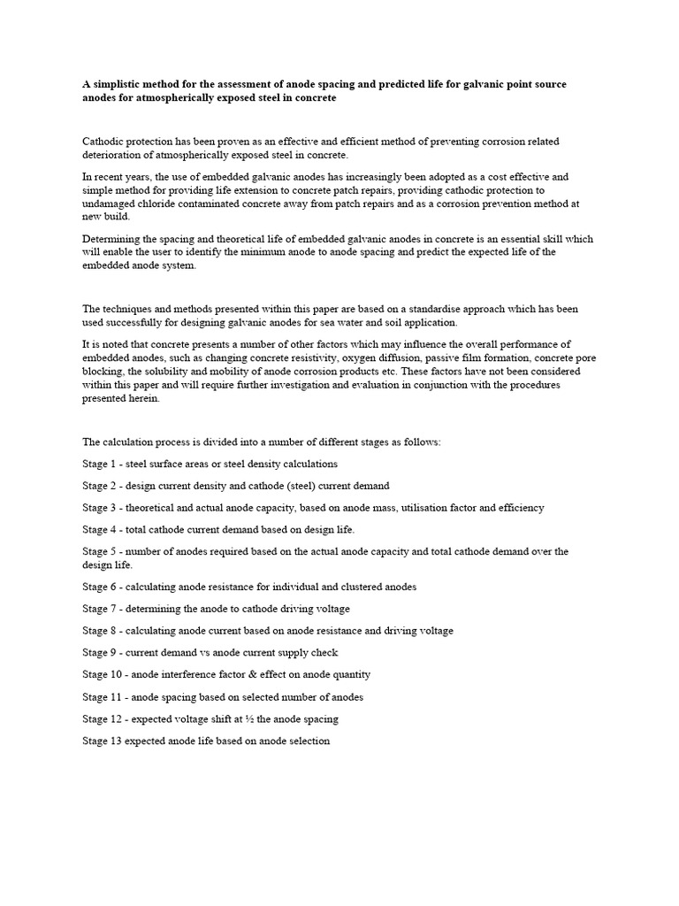 Simplistic Method For The Assessment of Anode Spacing and Predicted ...