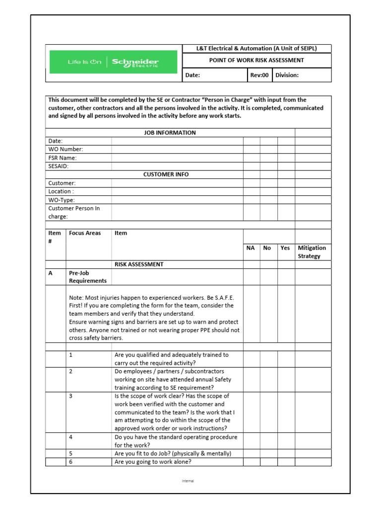 Risk Assessment | PDF | Hazards | Working Conditions