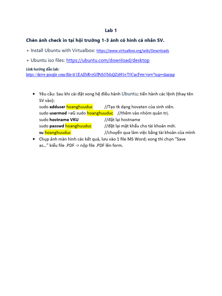 Lab 1 - OS Installation 2026 - VKU OS3 | PDF