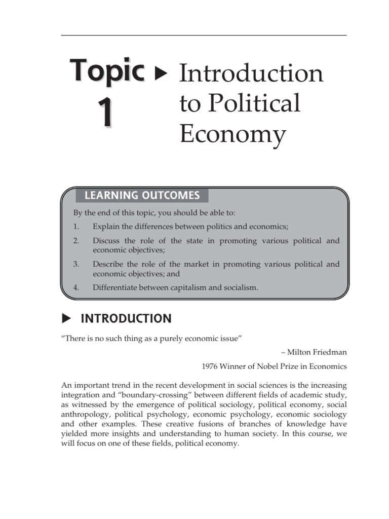 Topic 1 Introduction To Political Economy | PDF | Socialism | State ...