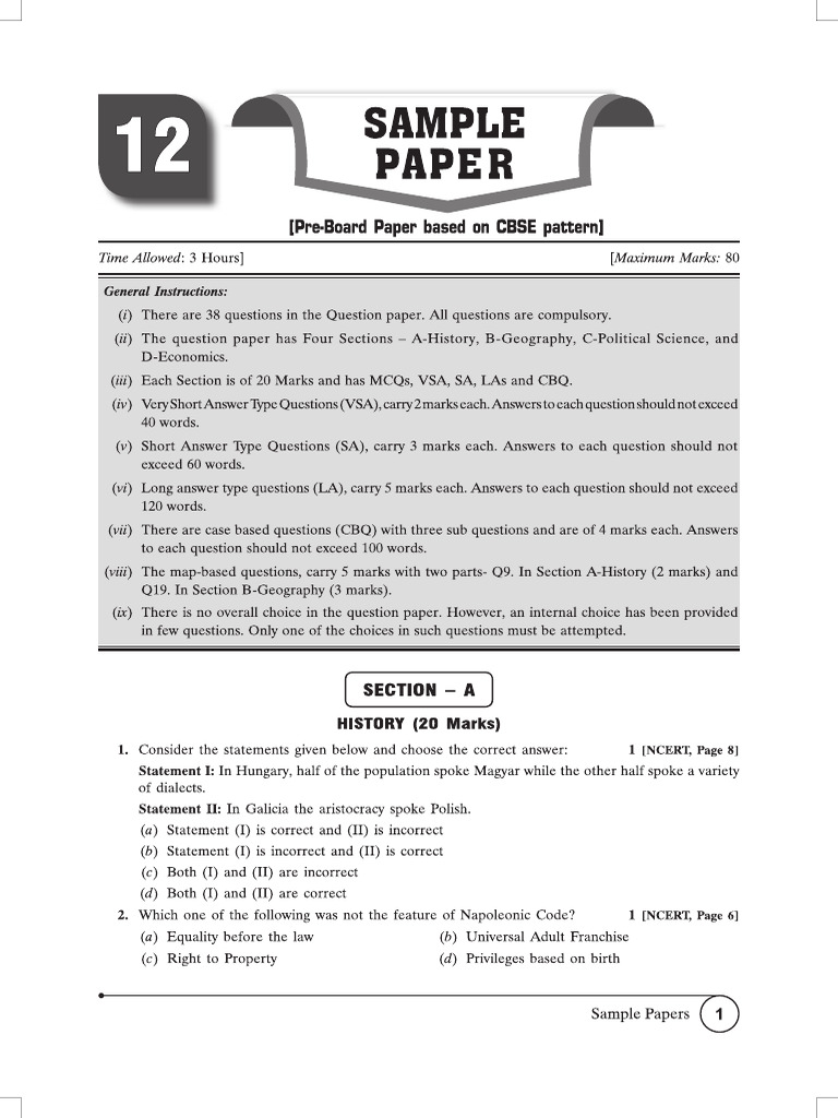 X SST Sample Paper 12 | PDF