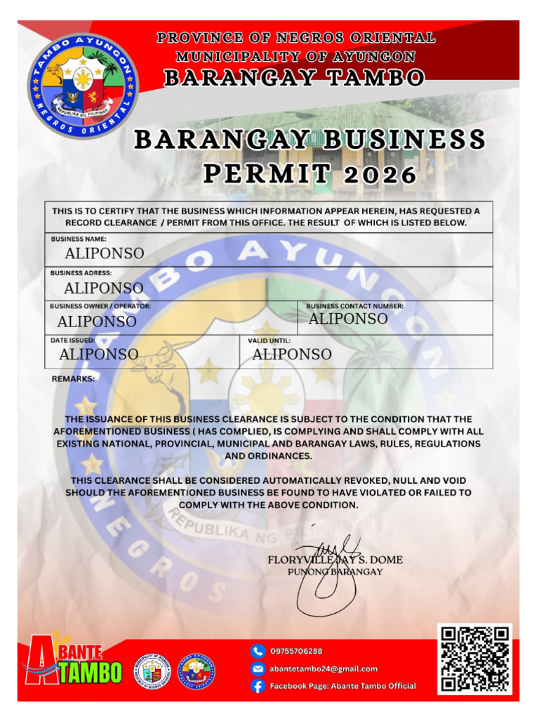 Barangay Business Permit 2026 | PDF