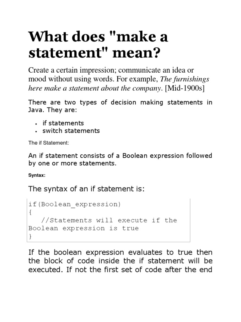 What Does "Make A Statement" Mean? PDF Boolean Data Type Control Flow