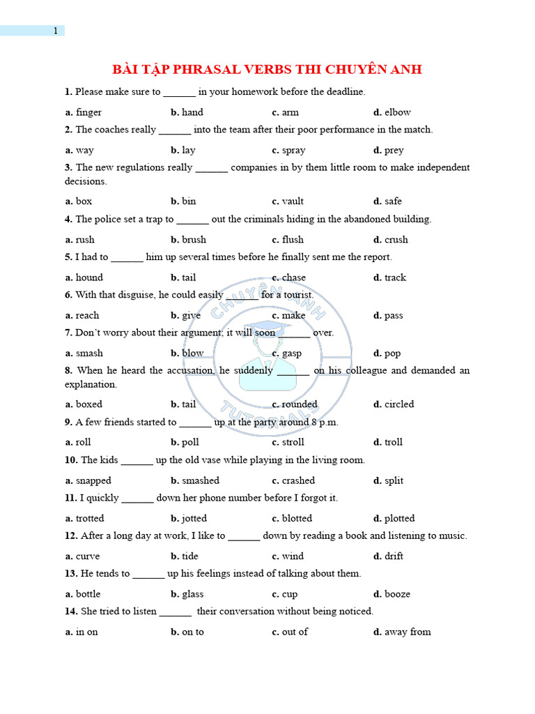 Phrasal Verbs Thi Chuyên Anh | PDF