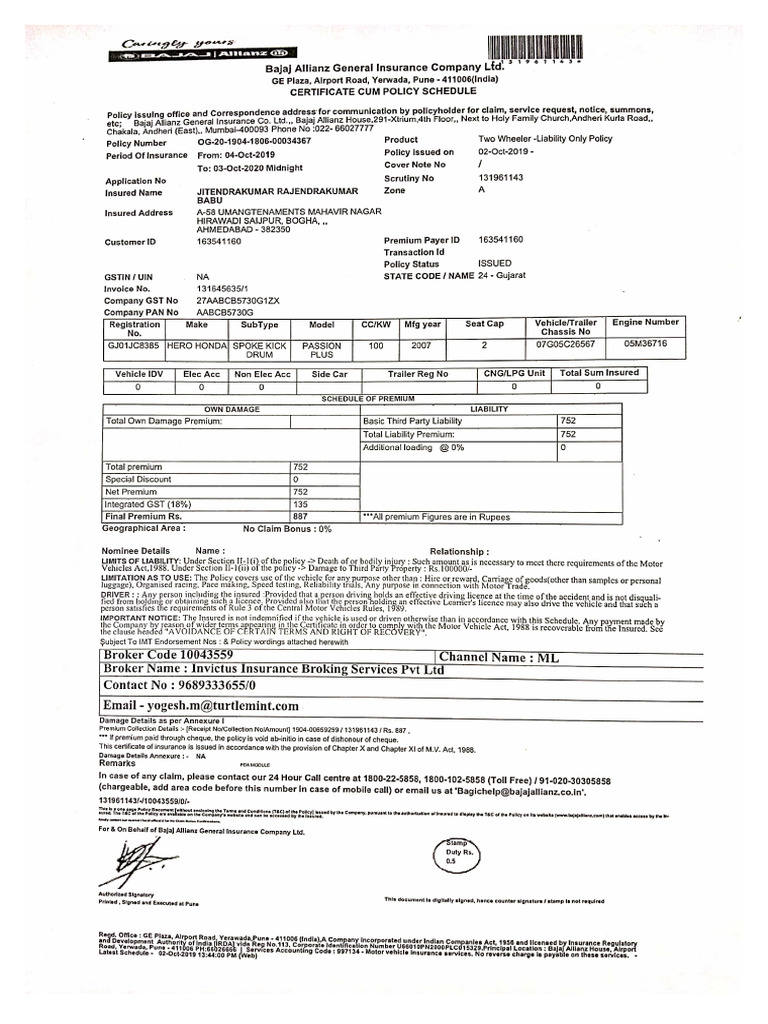 Bike Insurance | PDF