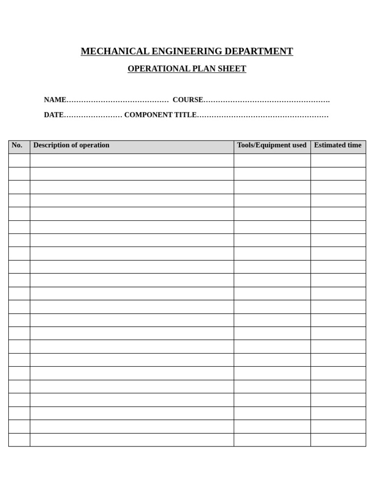 Operational Sheet | PDF