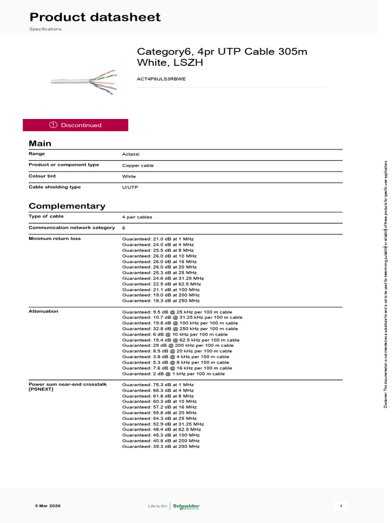 Cable Details Schneider Electric | PDF | Recycling | Electrical Engineering