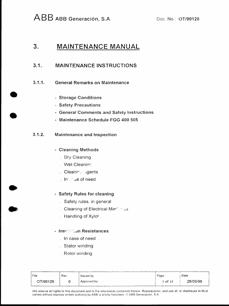 0.0 Maintenance Instructions | PDF