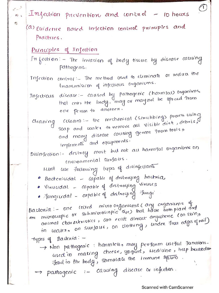Note - Infection Prevention & Control | PDF