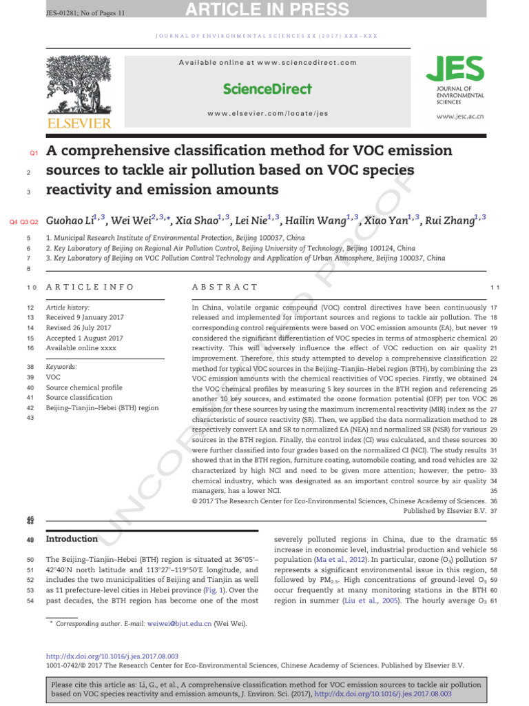 A Comprehensive Classification Method For VOC Emission Sources To ...