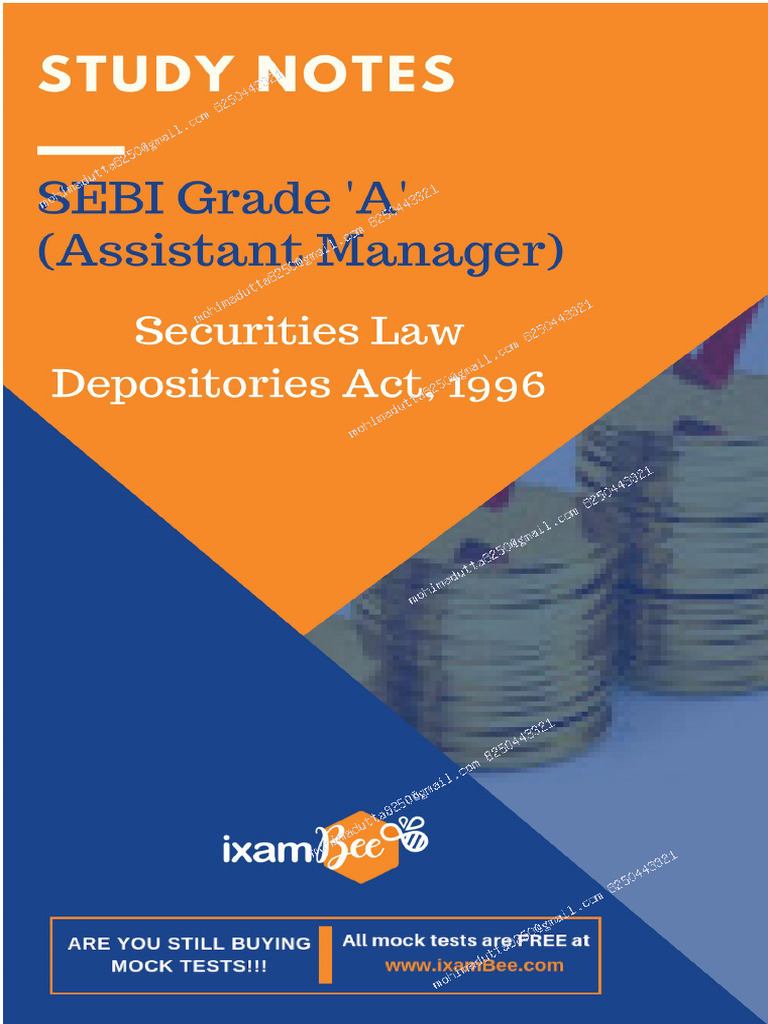 Depositories Act, 1996 | PDF | Securities (Finance) | Knowledge Economy