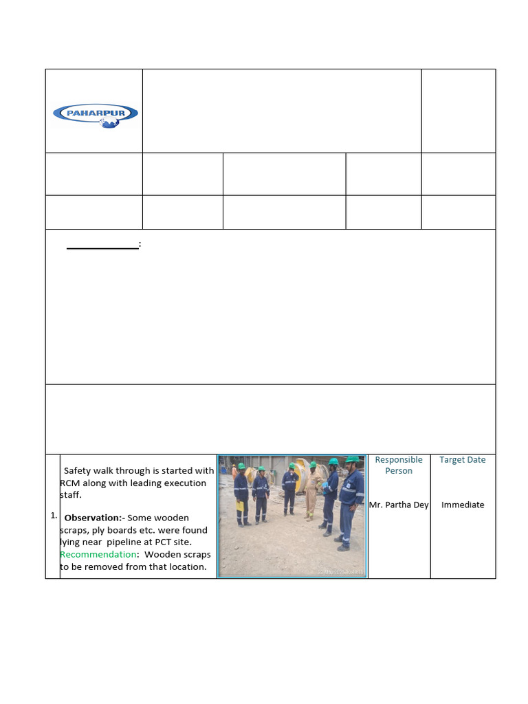 Safety Walk-Through Report on Dt-23.05. 2025. | PDF